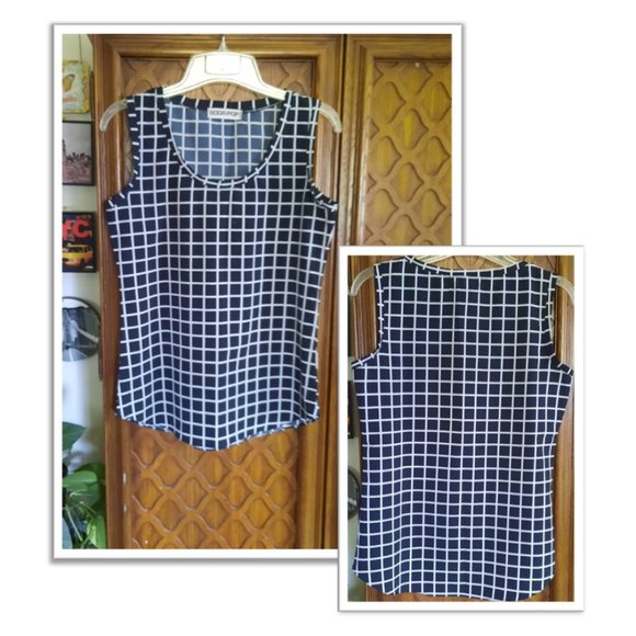3/$15 Soda Pop Checkered Printed Tank Blouse - White/Black Size XS - Picture 15 of 16